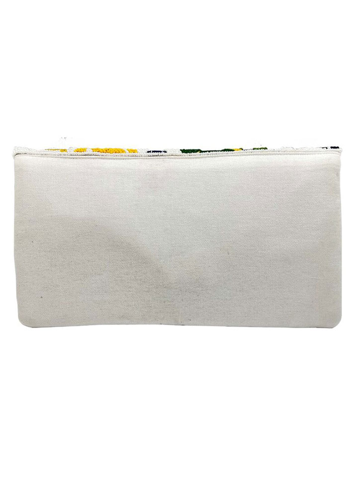 Green & Blue Palm Leaves Beaded Clutch & Earrings - Image 4