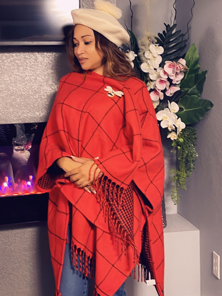 Two Way Houndstooth and Plaid Ponchos - Image 4