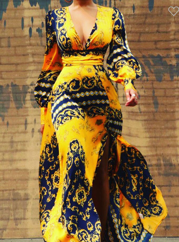 Pretty and Classy Yellow/Black Maxi Dress
