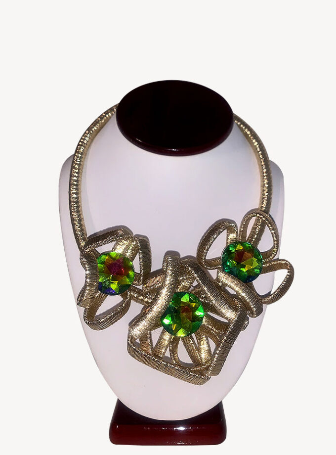 Gold & Green Necklace Earrings Set