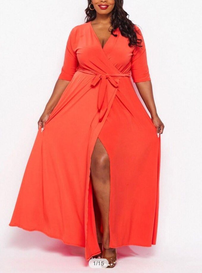 Hawaii Orange Bliss Wrap Dress